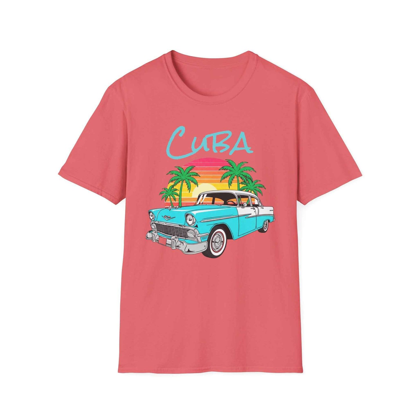 Camiseta Cuba Carro Clásico - T-Shirt Vintage Cubana con Atardecer