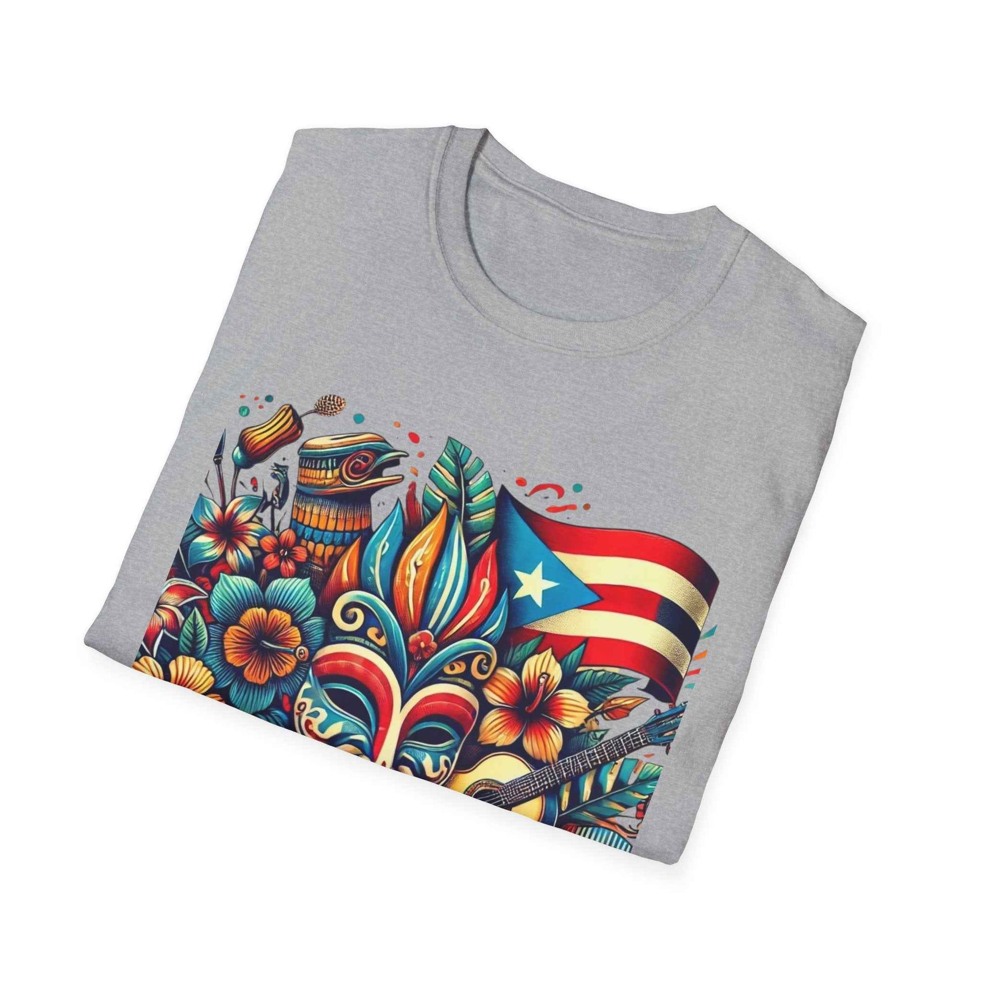 Puerto Rican Pride T-Shirt with Flag, Coquí, and Vejigante Mask Design - Limited Edition