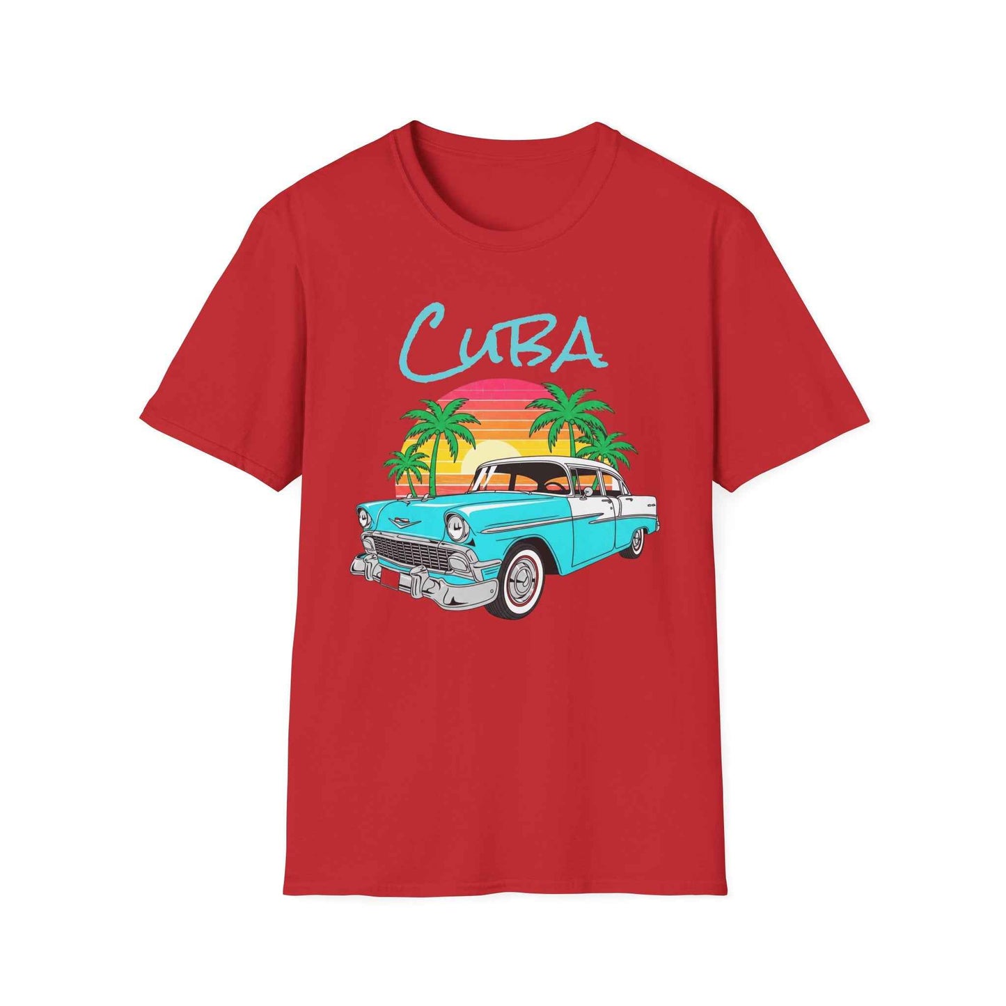 Camiseta Cuba Carro Clásico - T-Shirt Vintage Cubana con Atardecer