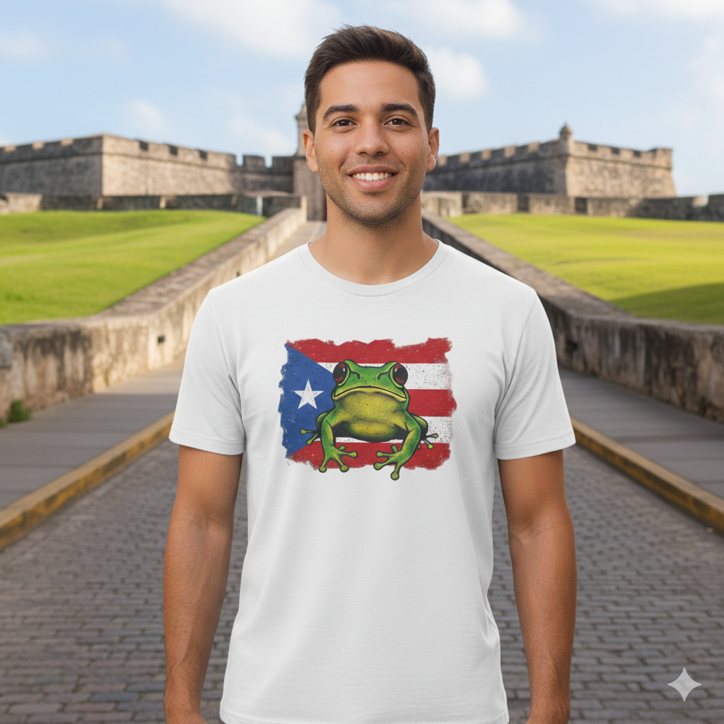Puerto Rico Flag and Coquí T-Shirt - Boricua Pride Personalized 100% Cotton Unisex
