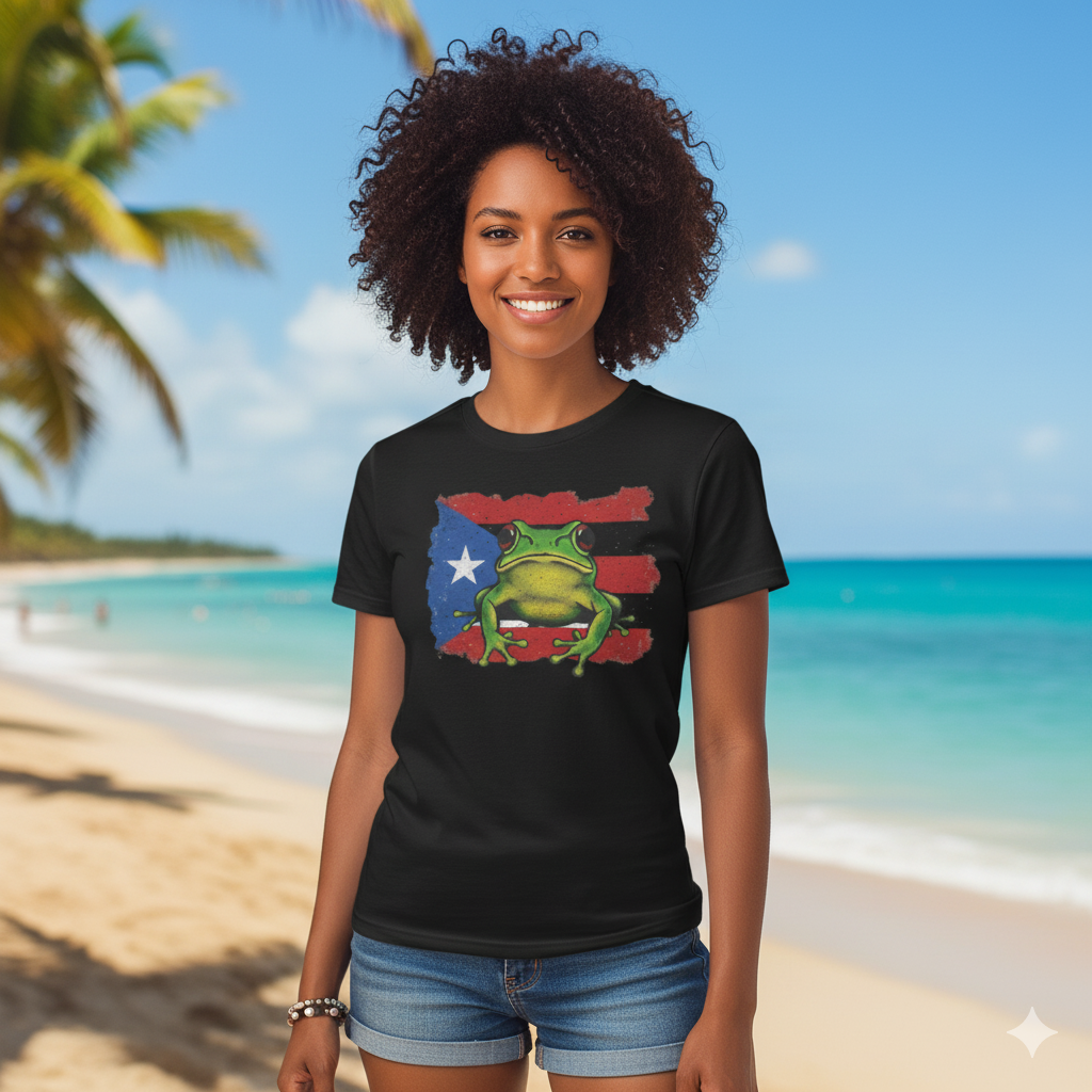 Puerto Rico Flag and Coquí T-Shirt - Boricua Pride Personalized 100% Cotton Unisex