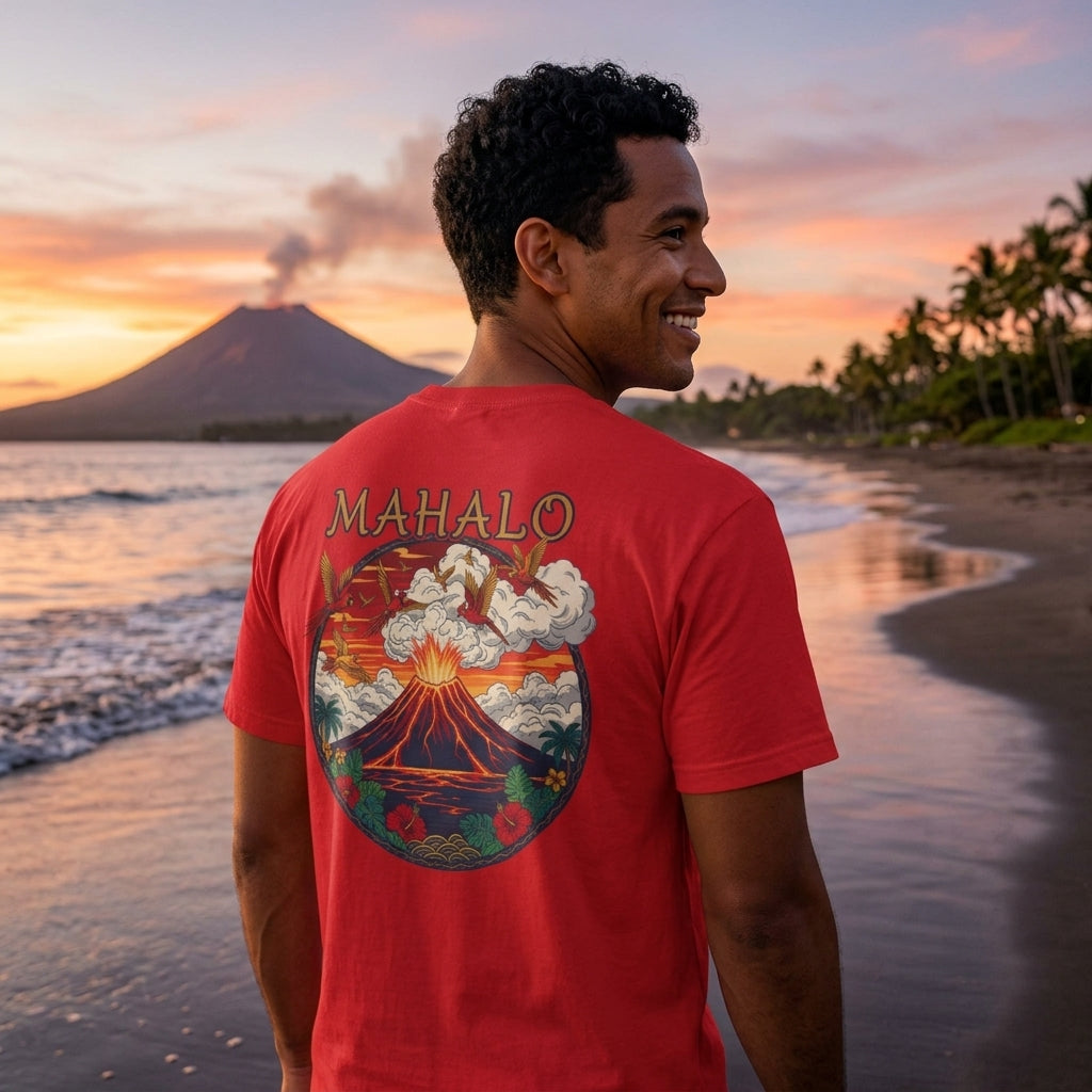 Mahalo Hawaiian Sunset T-Shirt – Vintage Island Graphic Tee