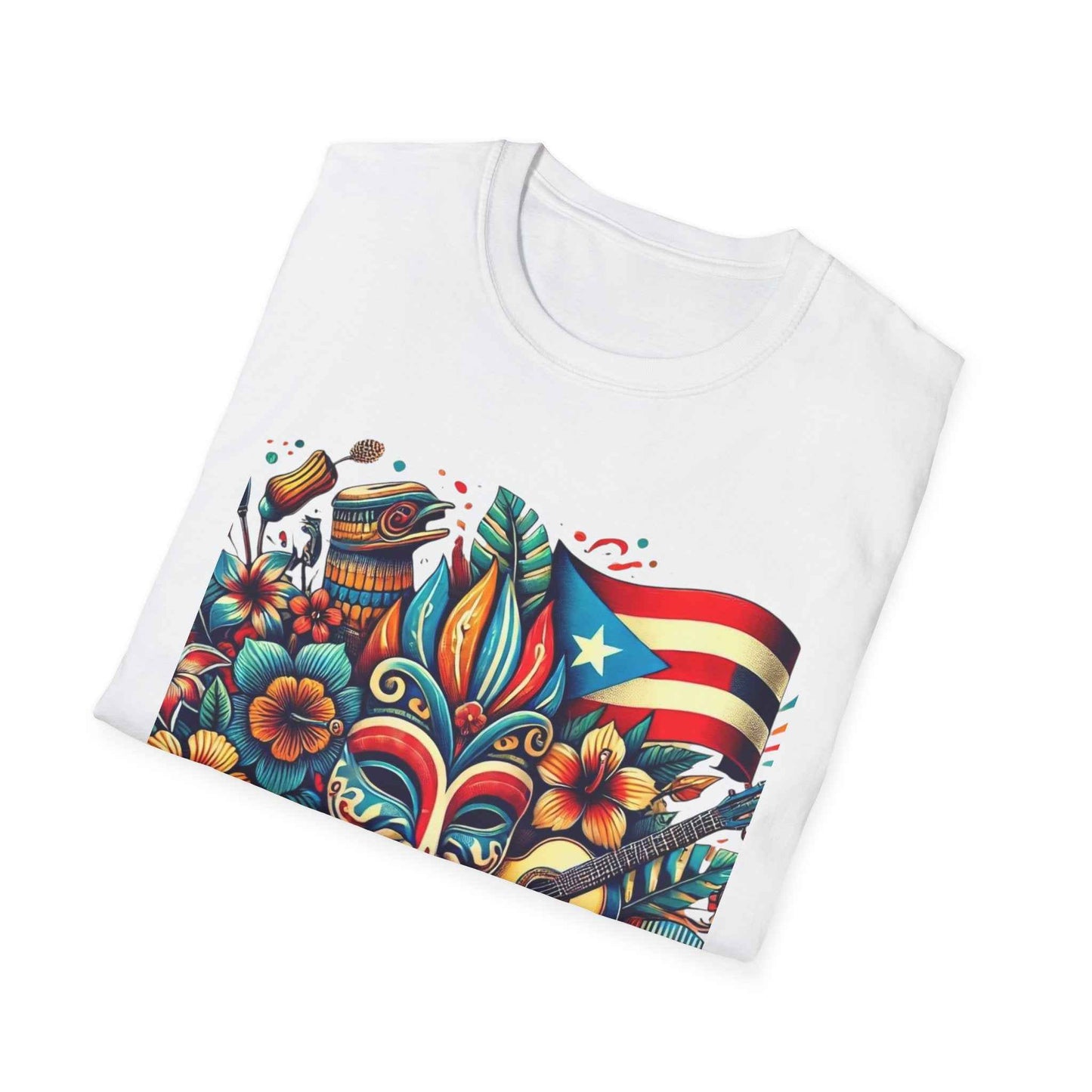 Puerto Rican Pride T-Shirt with Flag, Coquí, and Vejigante Mask Design - Limited Edition