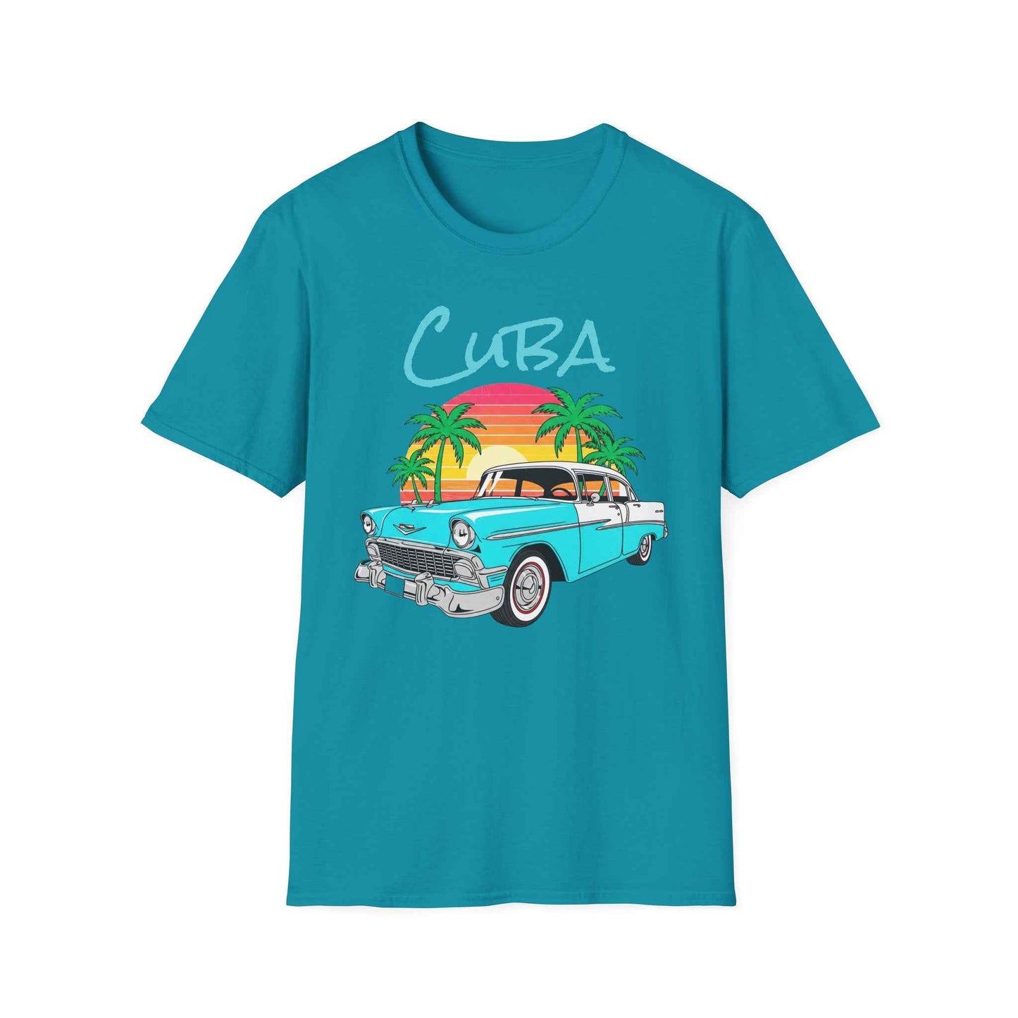 Camiseta Cuba Carro Clásico - T-Shirt Vintage Cubana con Atardecer