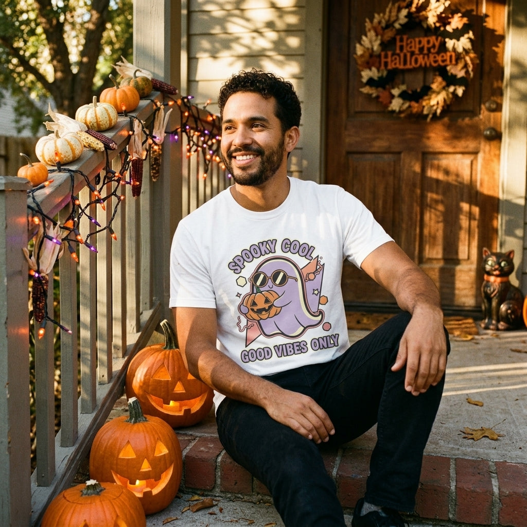 Spooky Cool Ghost T-Shirt | Good Vibes Only Halloween Tee