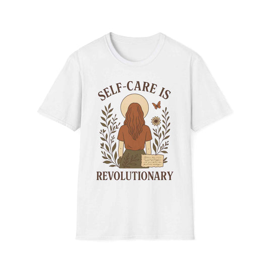 Self-Care Is Revolutionary Shirt  Boho Feminist Graphic Tee, Mental Health Gift, Retro Botanical T-Shirt for Women