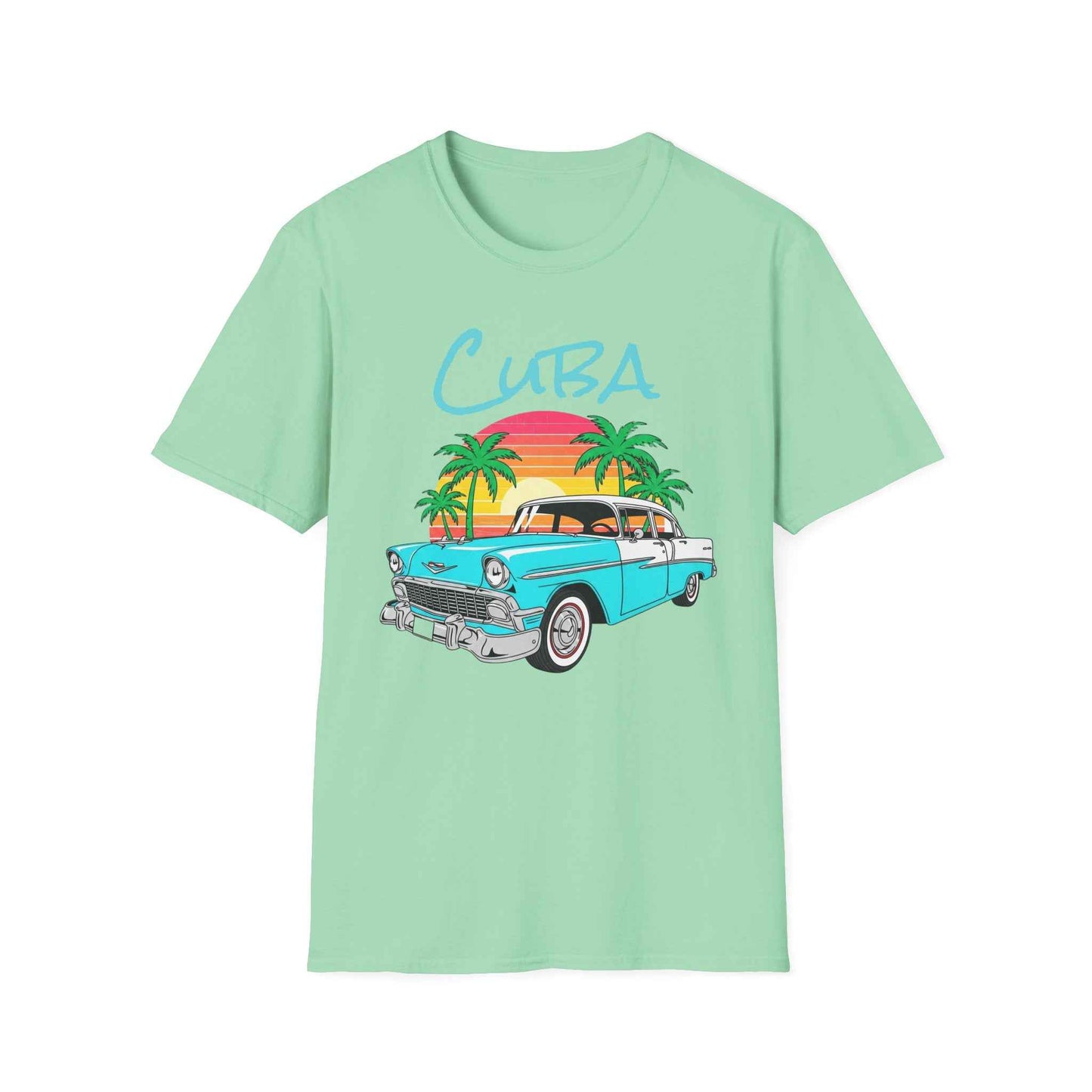 Camiseta Cuba Carro Clásico - T-Shirt Vintage Cubana con Atardecer