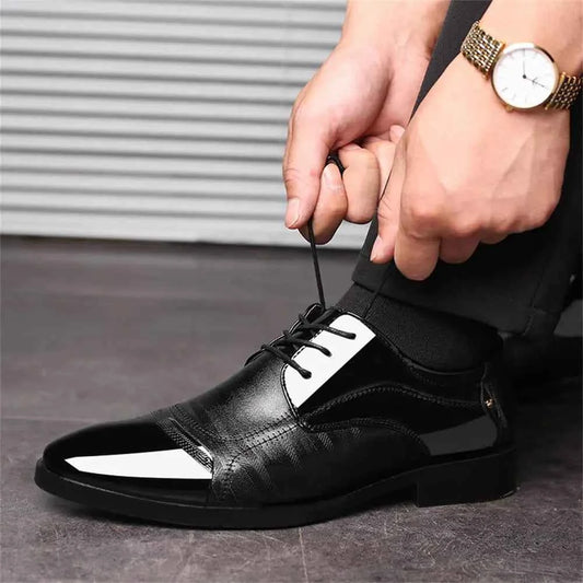 Men's Patent Leather Oxford Dress Shoes - Classic Business & Formal Derby Shoes