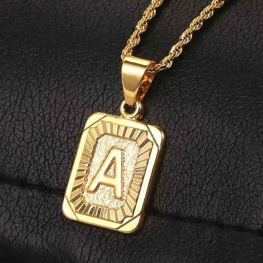 Trendy A-Z Initial Letter Pendant Necklace | Stainless Steel Gold-Color Choker for Men & Women