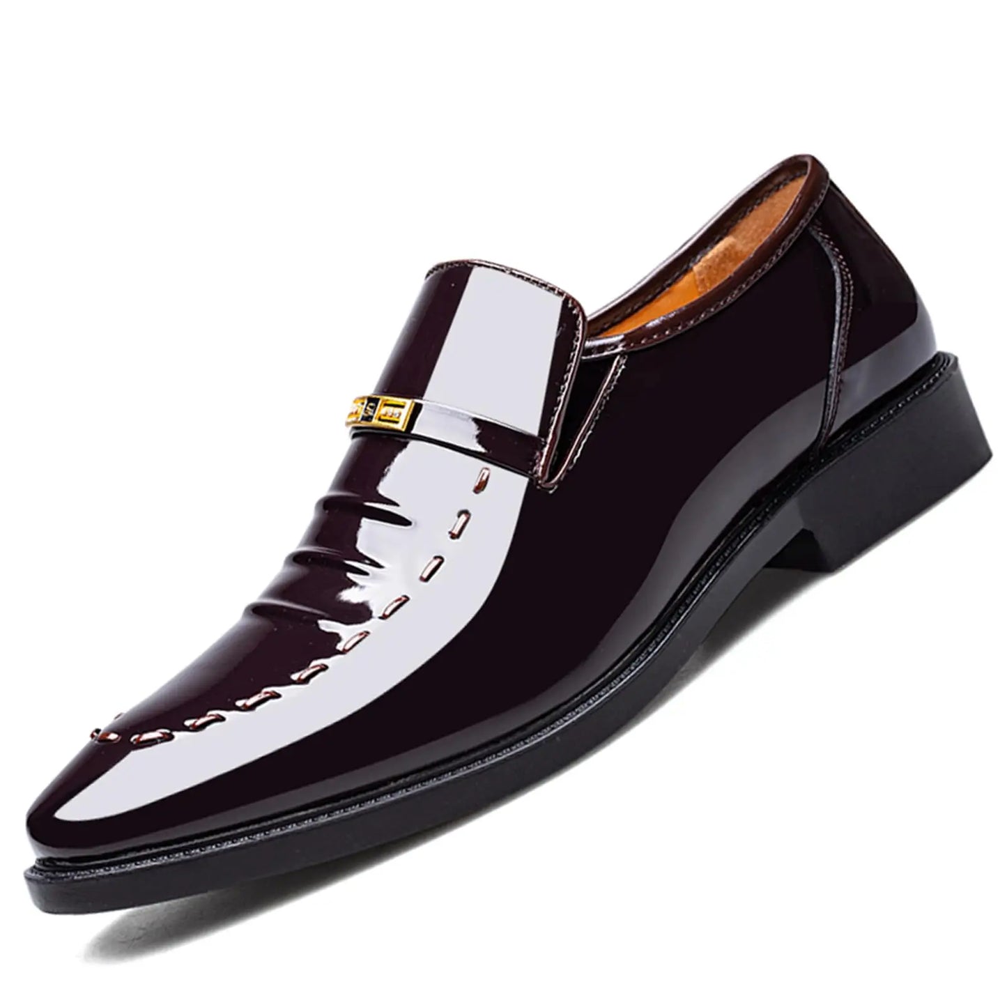 Men's Premium Slip-On Dress Loafers | High-Gloss Leather-Look Boat Shoes