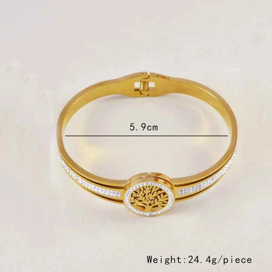 Tree of Life Jewelry Set - 4-Piece Stainless Steel Necklace, Bracelet & Earrings