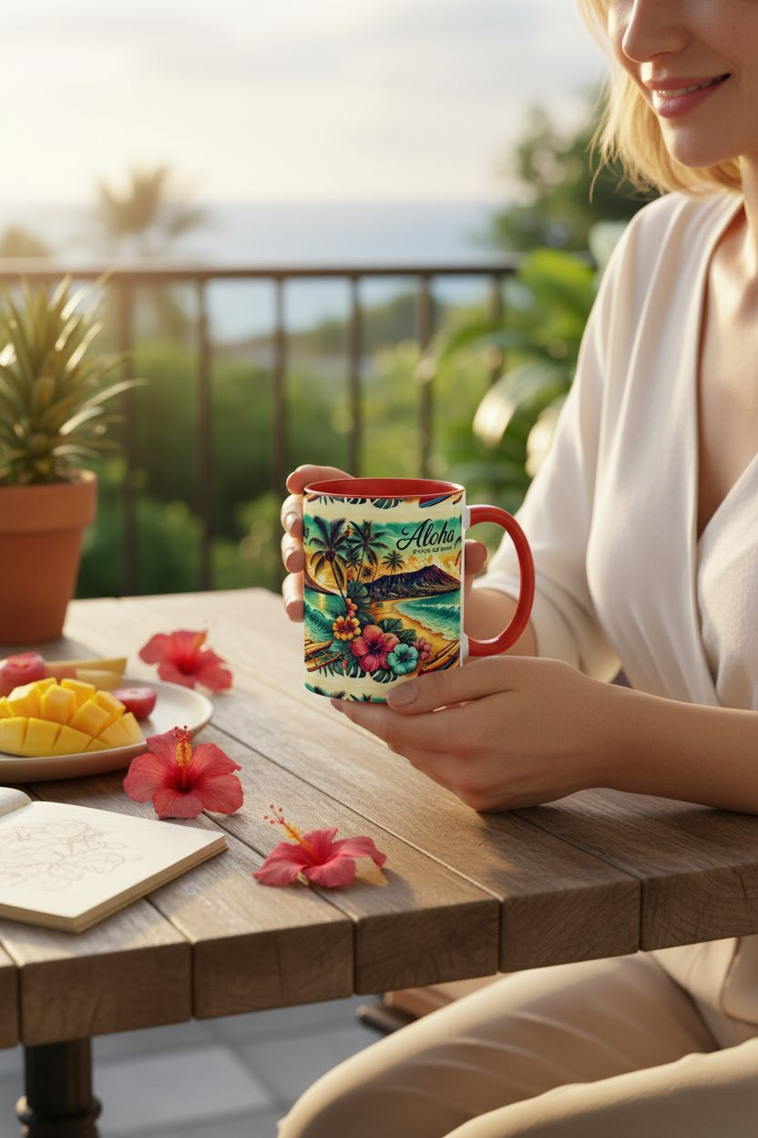 Aloha State of Mind Hawaii Mug - Tropical Beach Coffee Cup