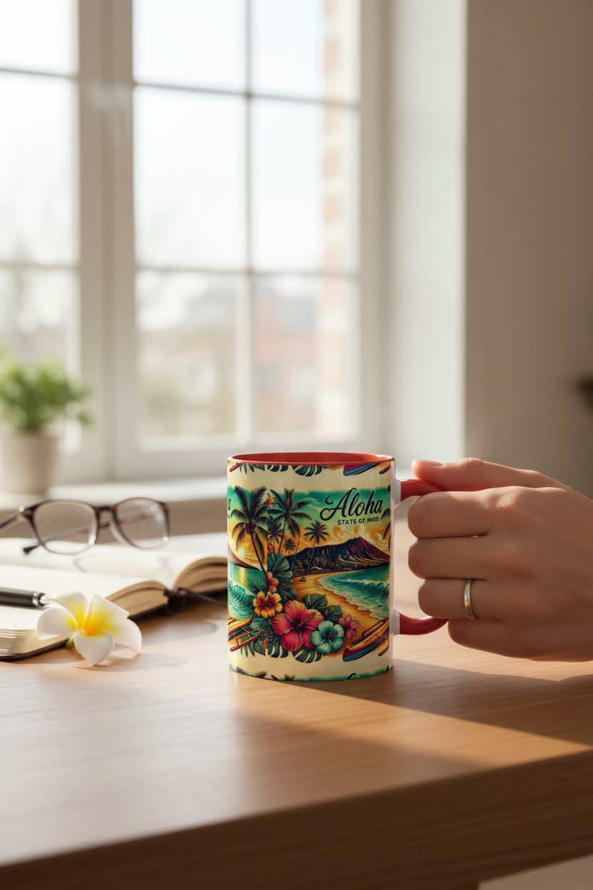 Aloha State of Mind Hawaii Mug - Tropical Beach Coffee Cup