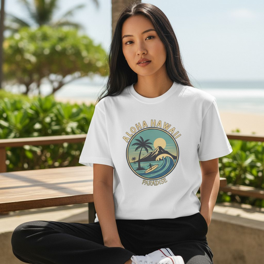 Aloha Hawaii Paradise T-Shirt, Beachwear, Vacation Shirt, Summer Apparel, Surfing Gift, Graphic Tee