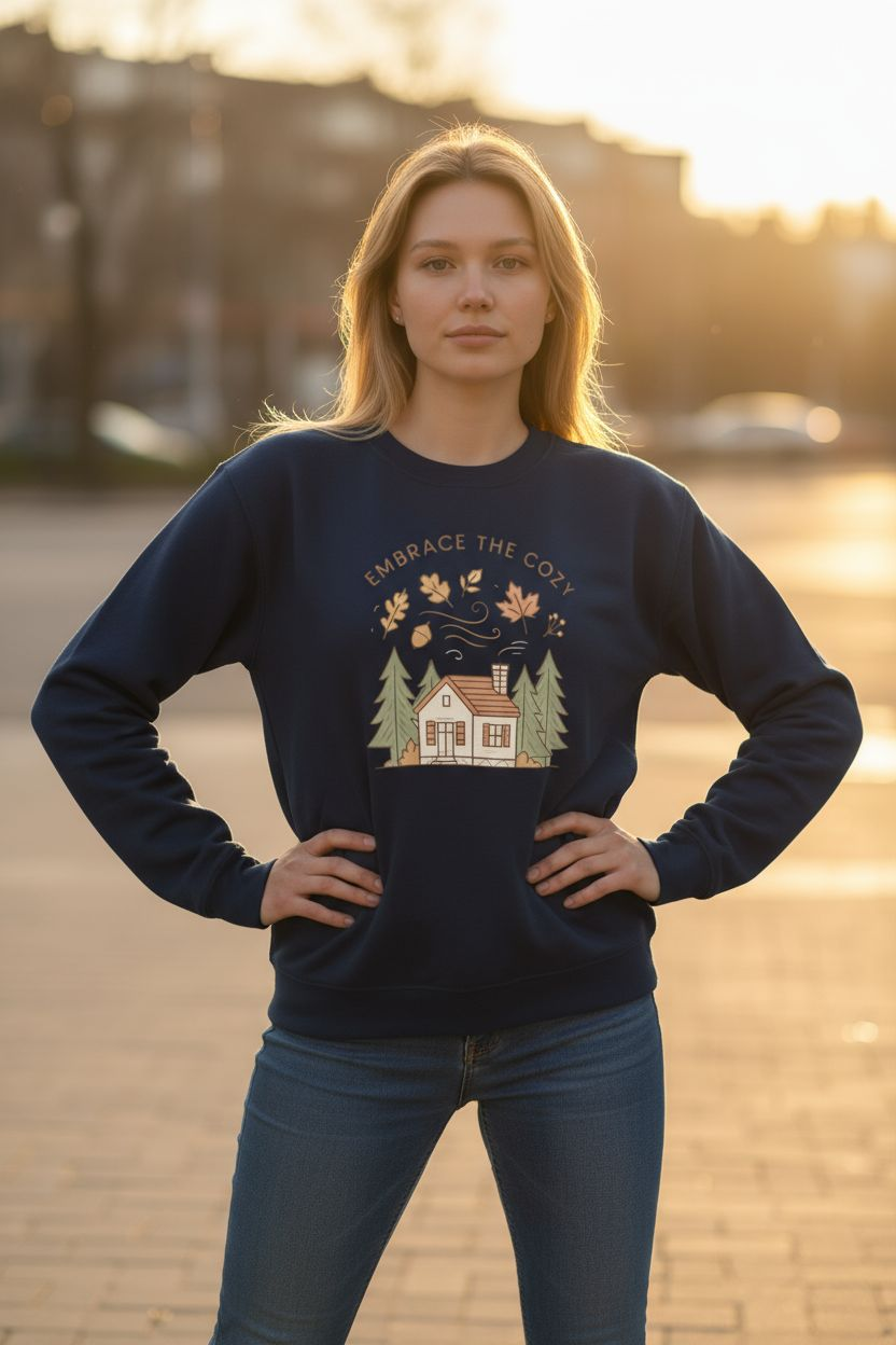 Cozy Embrace Unisex Sweatshirt, Comfy Crewneck Jumper, Warm Pullover Top, Soft Sweater Shirt, Snug Lounge Wear