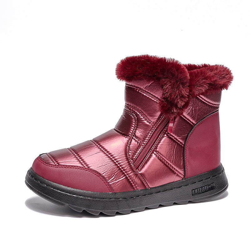 Women's Platform Snow Boots - High-Top Fleece-Lined Waterproof Walking Boots