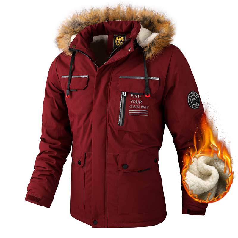Men's Hooded Parka Jacket - Multi-Pocket Windproof Winter Coat