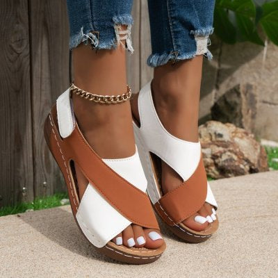 Women's Colorblock Wedge Sandals - Platform Roman Summer Shoes