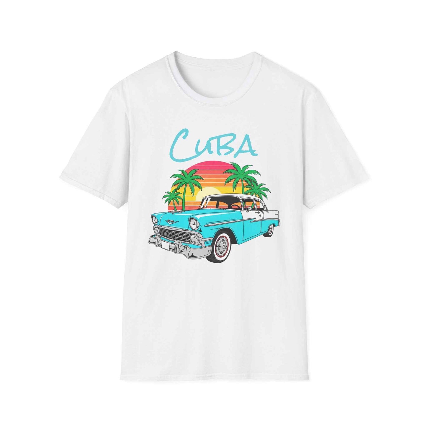 Camiseta Cuba Carro Clásico - T-Shirt Vintage Cubana con Atardecer