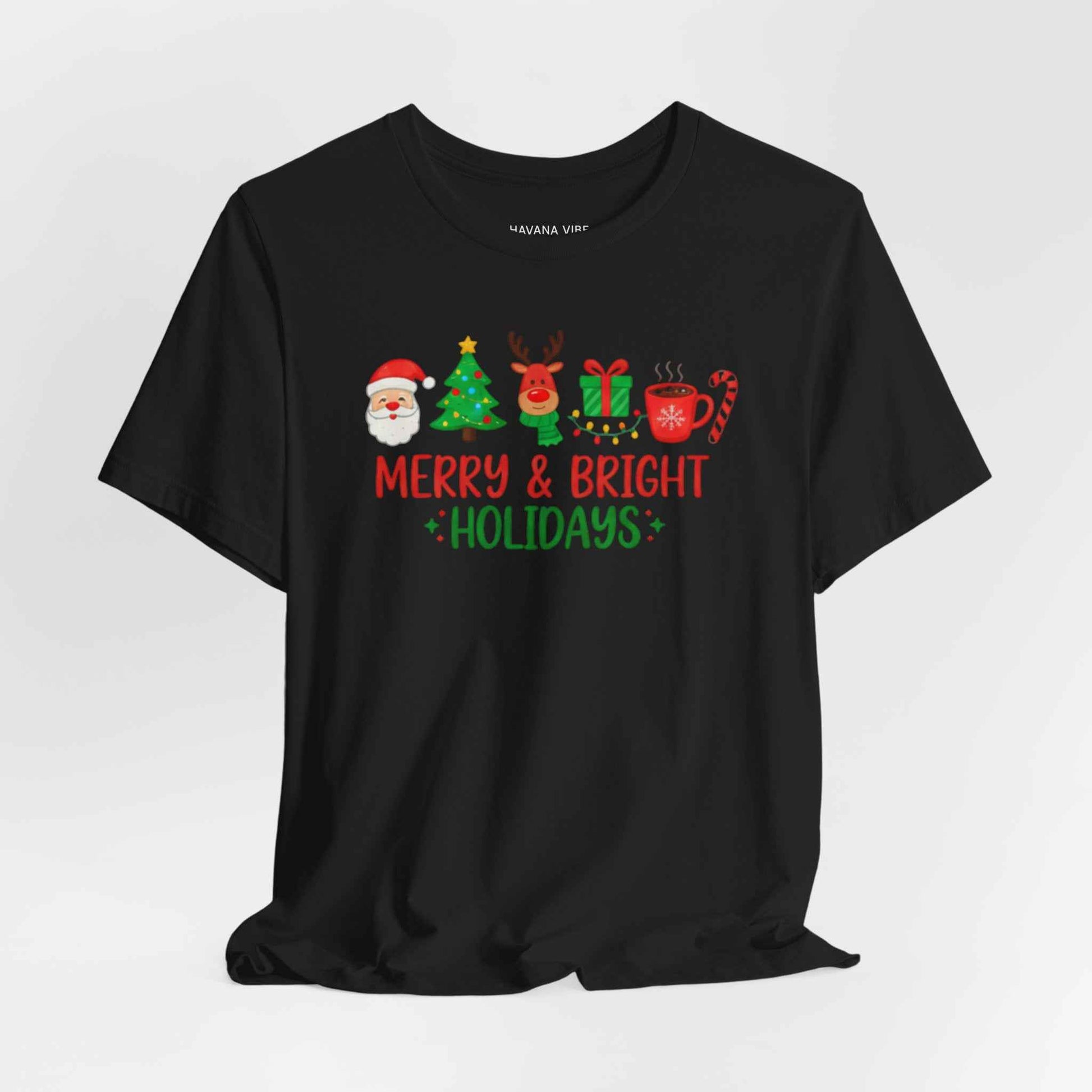 Merry & Bright Christmas T-Shirt – Festive Holiday Icons Tee