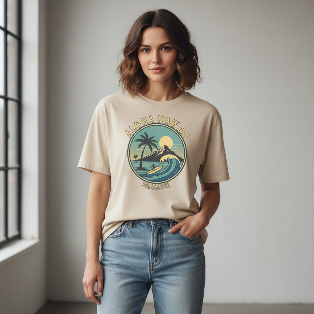 Aloha Hawaii Paradise T-Shirt, Beachwear, Vacation Shirt, Summer Apparel, Surfing Gift, Graphic Tee