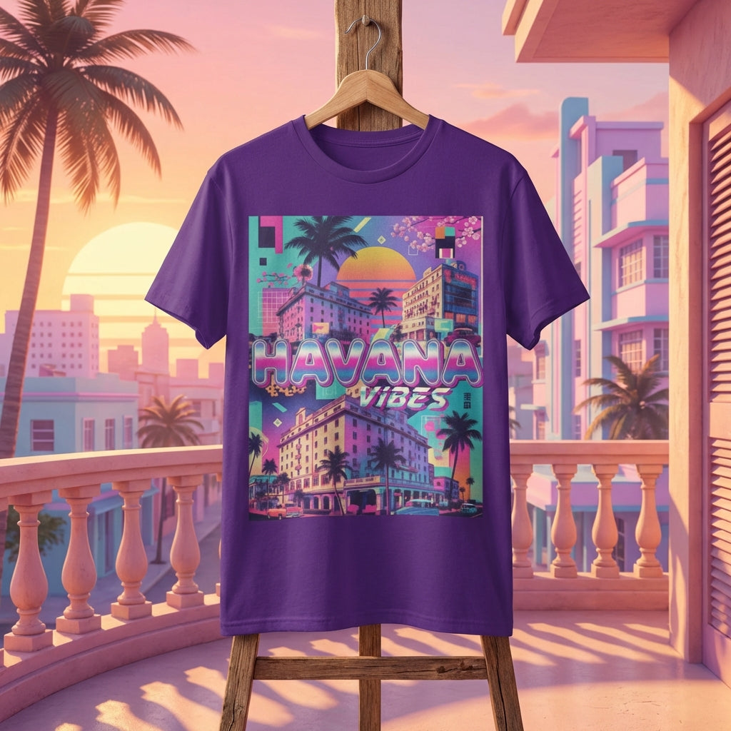 Y2K Havana Vibes Graphic Tee - Retro Cuba Streetwear T-Shirt with Neon Vaporwave Design