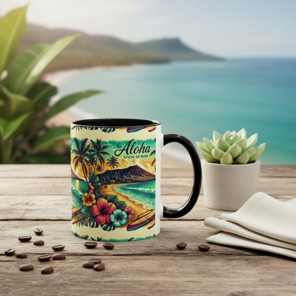 Aloha State of Mind Mug - Tropical Beach Coffee Cup for Coffee Lovers
