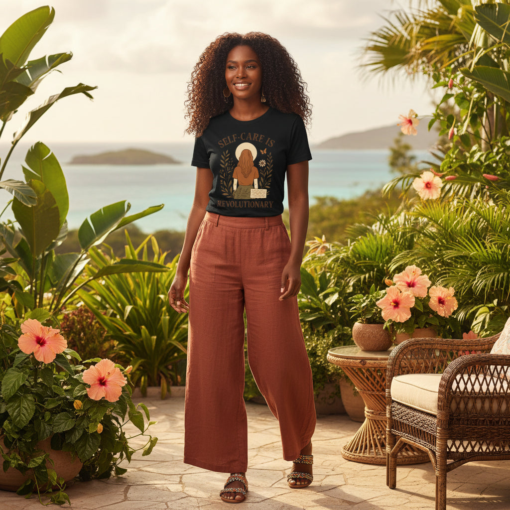 Self-Care Is Revolutionary Shirt  Boho Feminist Graphic Tee, Mental Health Gift, Retro Botanical T-Shirt for Women