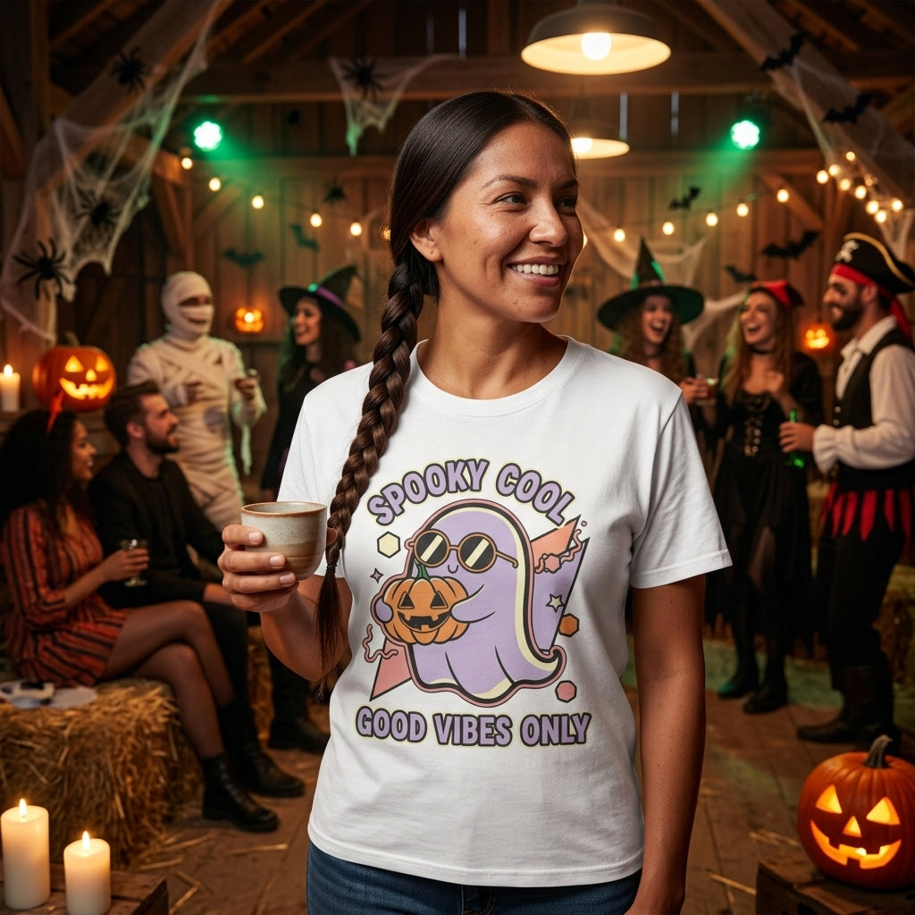 Spooky Cool Ghost T-Shirt | Good Vibes Only Halloween Tee