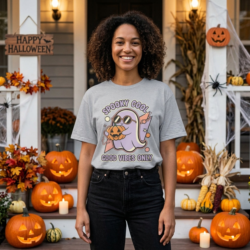 Spooky Cool Ghost T-Shirt | Good Vibes Only Halloween Tee
