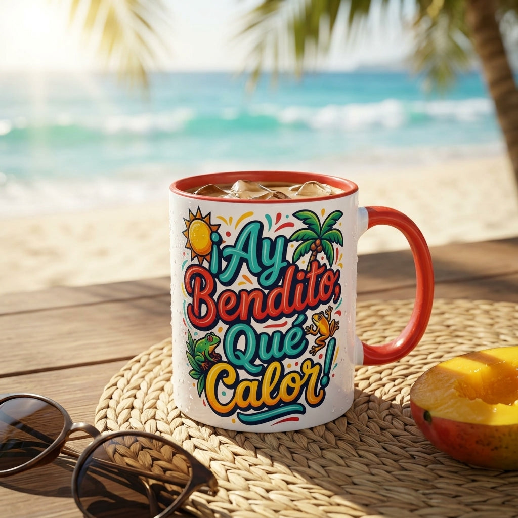 Ay Bendito Que Calor, Coffee Mug | Spanish Tropical Design, 11oz or 15oz