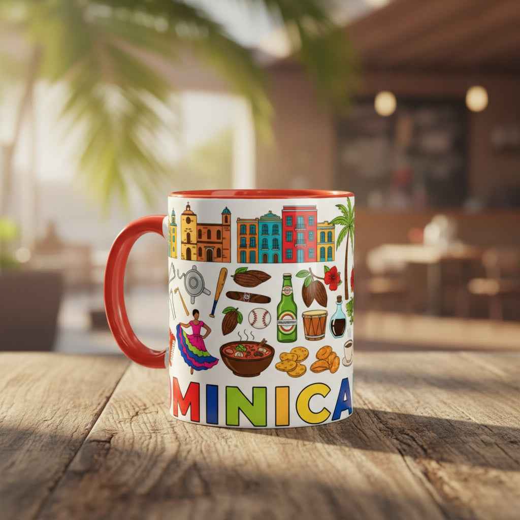 Dominican Republic Icons Coffee Mug — Colorful Island Souvenir (11/15oz)