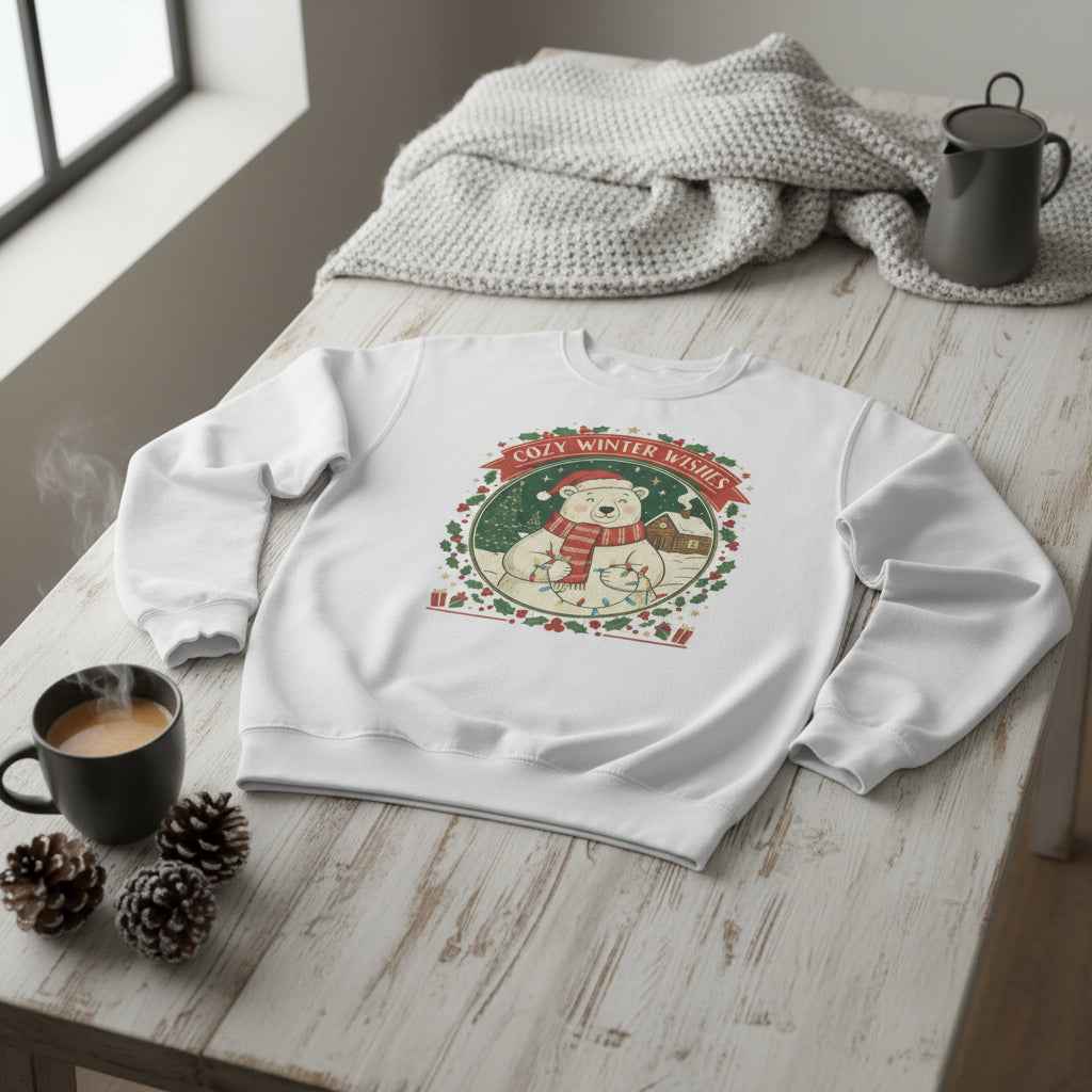 Cozy Winter Wishes Sweatshirt — Polar Bear Holiday Crewneck