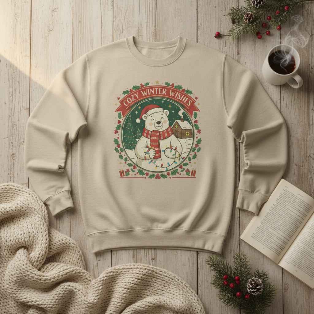 Cozy Winter Wishes Sweatshirt — Polar Bear Holiday Crewneck