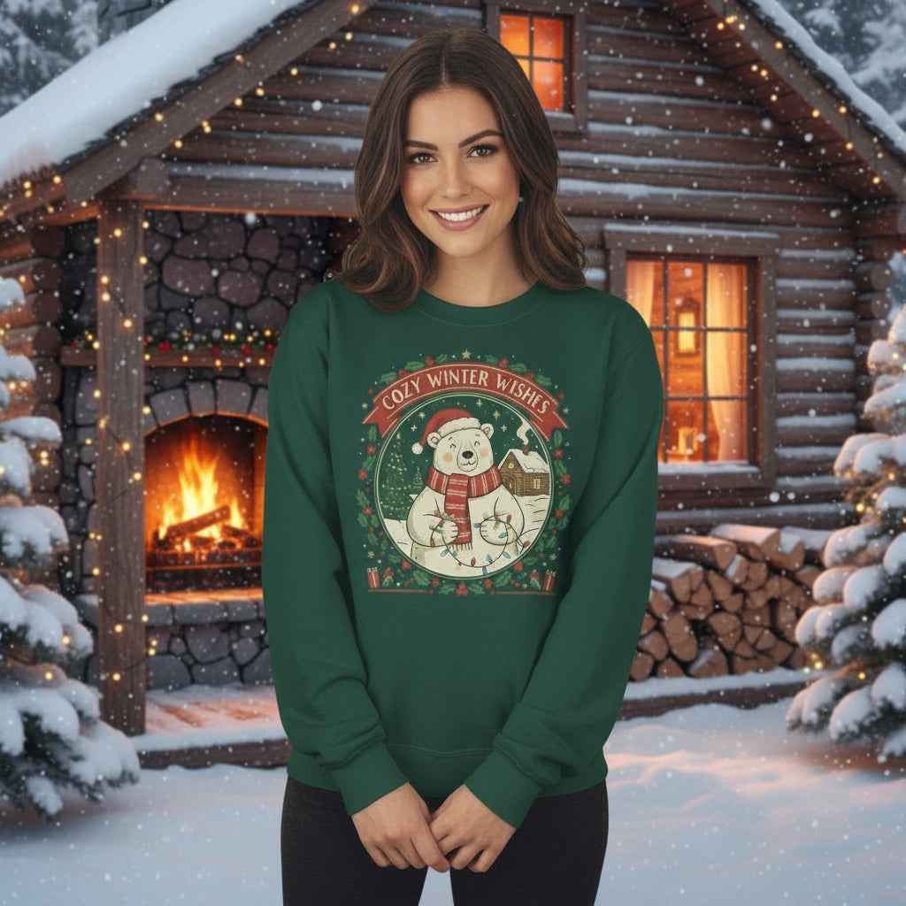 Cozy Winter Wishes Sweatshirt — Polar Bear Holiday Crewneck