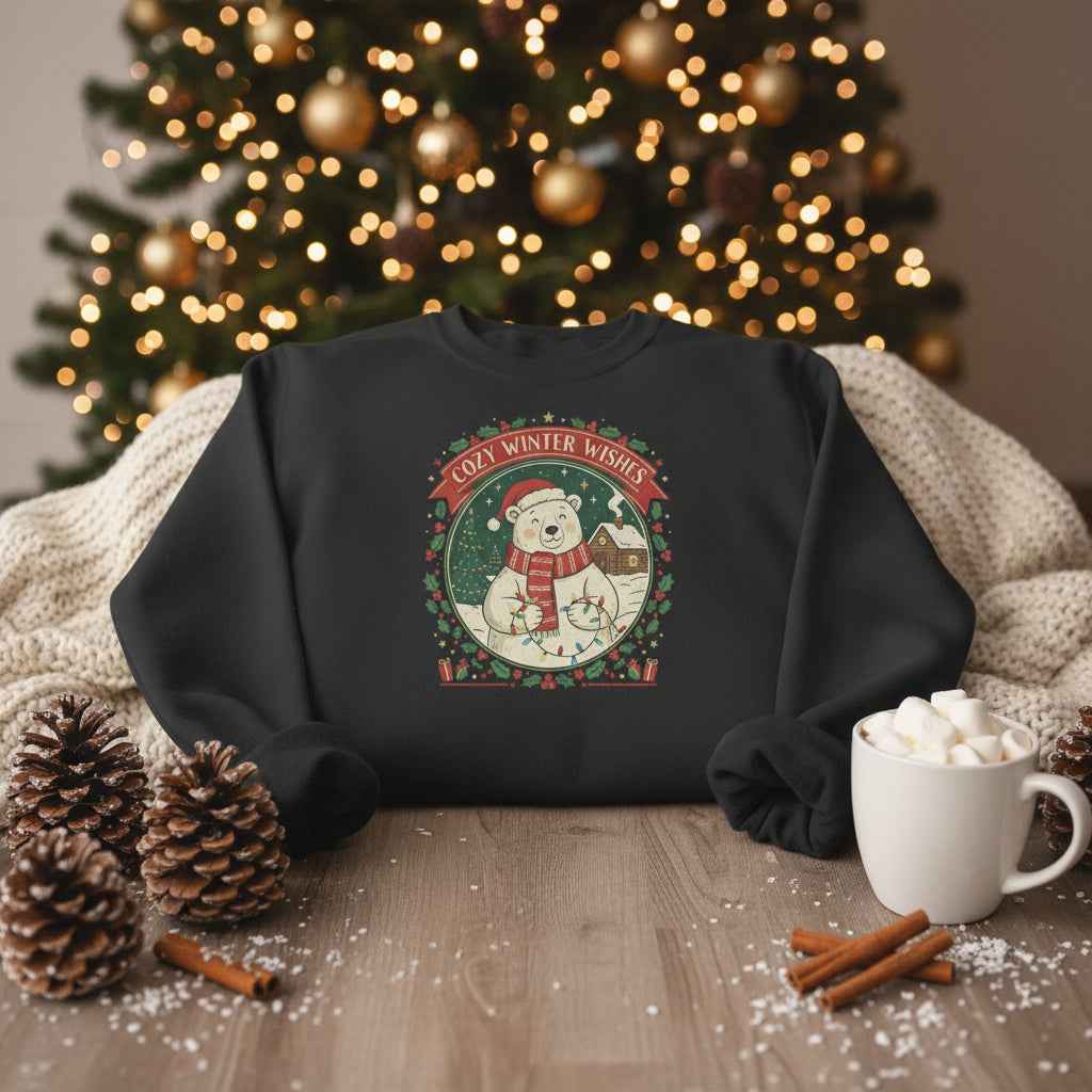 Cozy Winter Wishes Sweatshirt — Polar Bear Holiday Crewneck