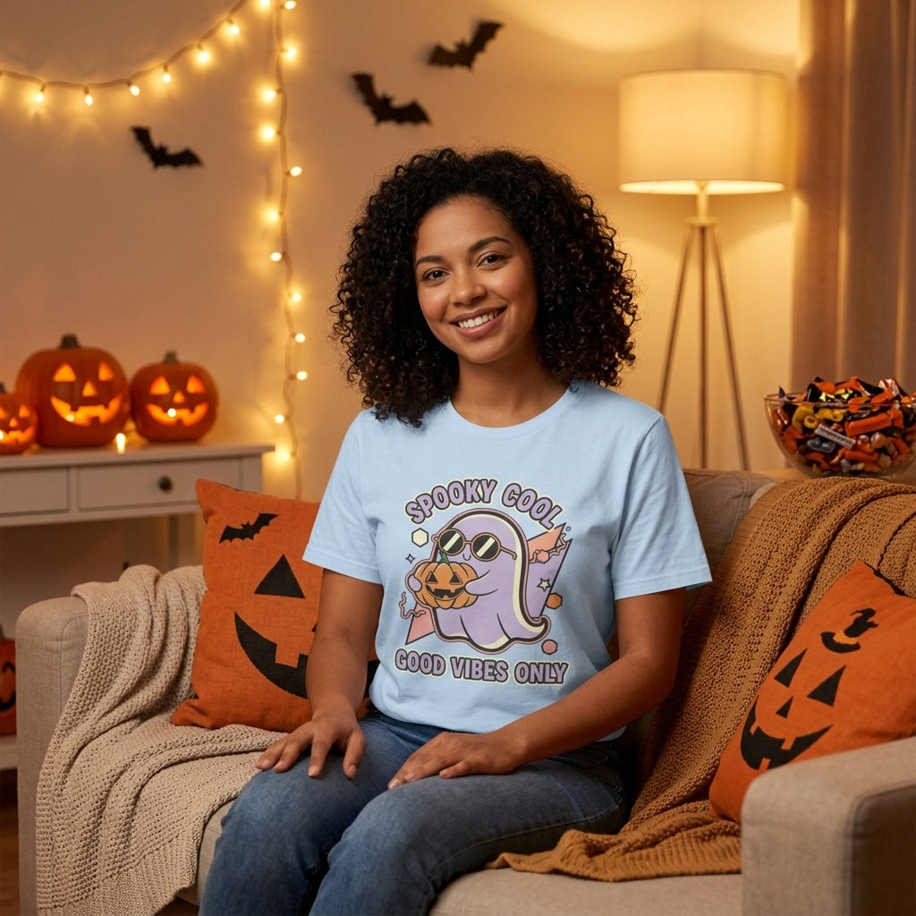 Spooky Cool Ghost T-Shirt | Good Vibes Only Halloween Tee