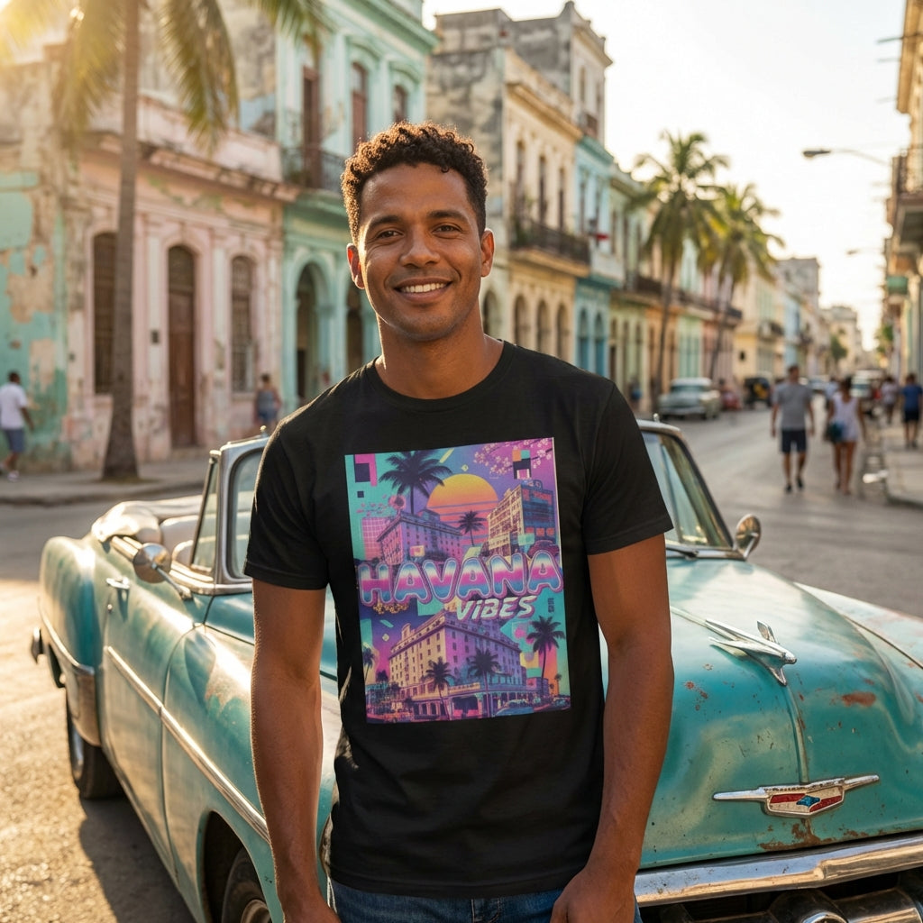 Y2K Havana Vibes Graphic Tee - Retro Cuba Streetwear T-Shirt with Neon Vaporwave Design