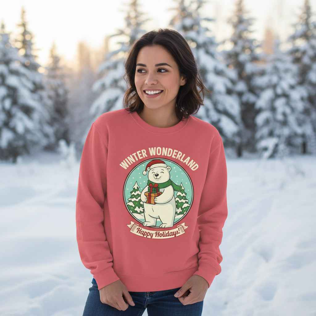 Polar Bear Winter Wonderland Sweatshirt - Happy Holidays Crewneck