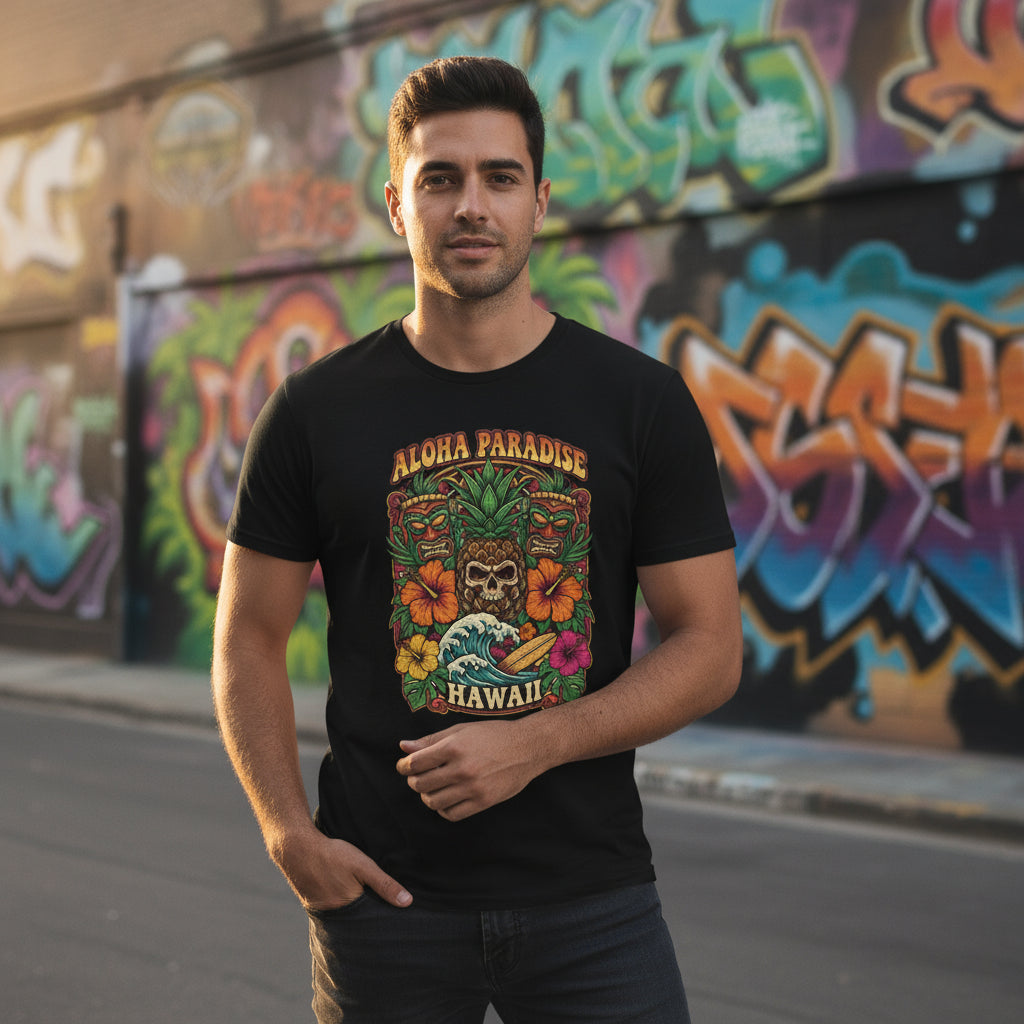 Aloha Paradise Hawaii T-Shirt, Casual Summer Wear, Beach Vacation Tee, Luau Party Shirt, Gift for Travelers, Graphic Tee