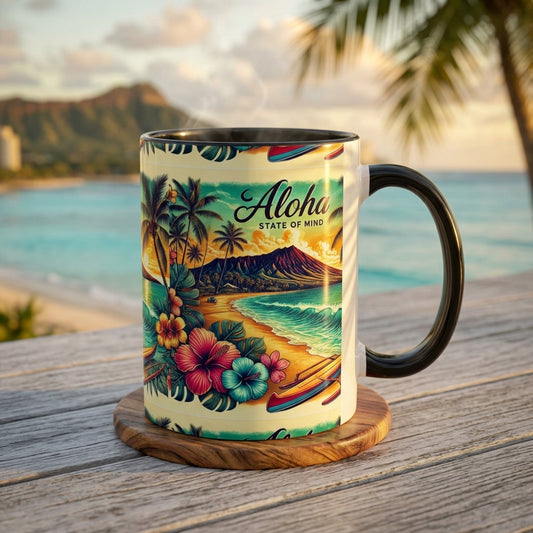 Aloha State of Mind Mug - Tropical Beach Coffee Cup for Coffee Lovers