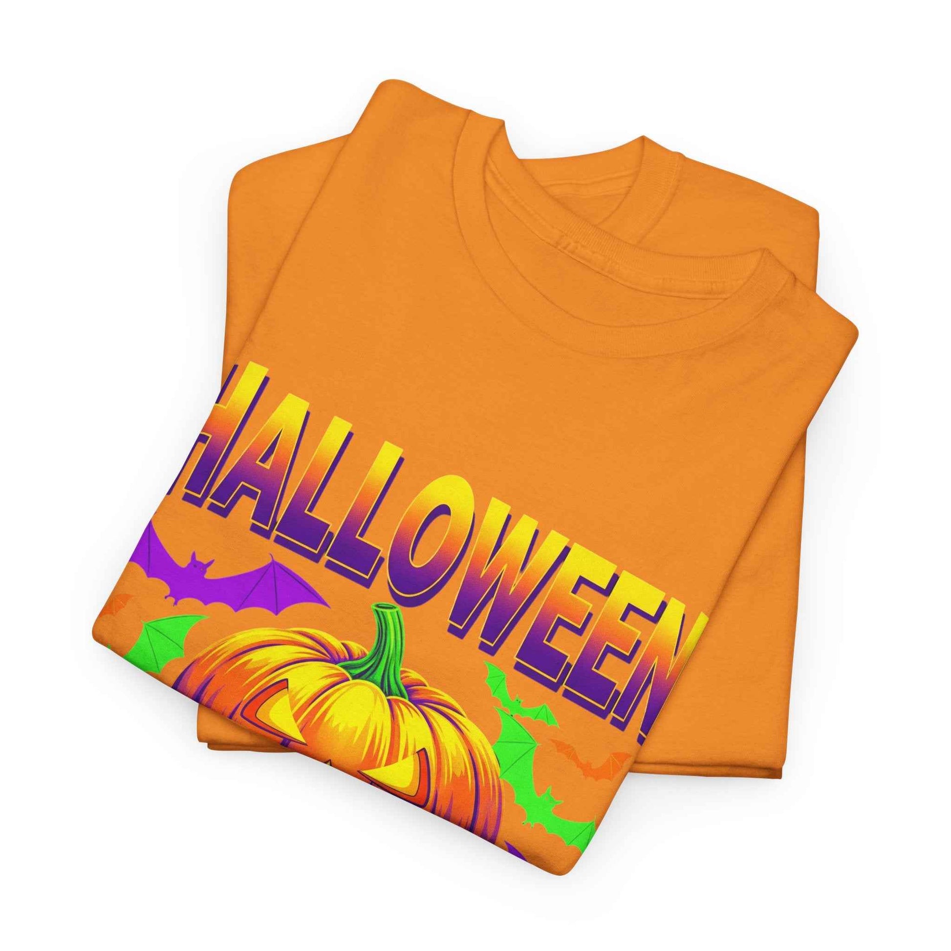 Retro Halloween T-Shirt - Neon Pumpkin & Bats 'Spooky Season' Tee - 80s/90s Style