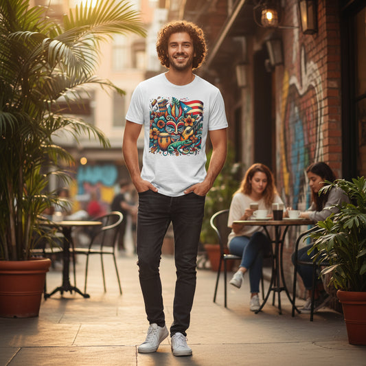 Puerto Rican Pride T-Shirt with Flag, Coquí, and Vejigante Mask Design - Limited Edition