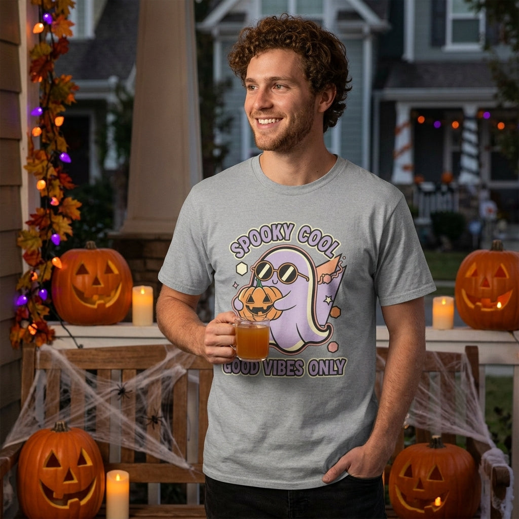 Spooky Cool Ghost T-Shirt | Good Vibes Only Halloween Tee
