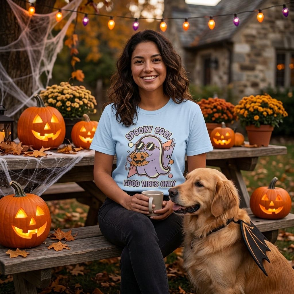 Spooky Cool Ghost T-Shirt | Good Vibes Only Halloween Tee