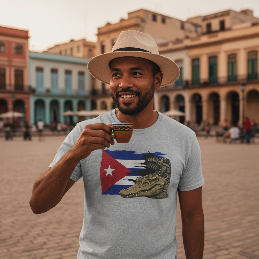 Custom Cuban Pride Tee: Flag & Crocodile Design | 100% Cotton | S-2XL Sizes