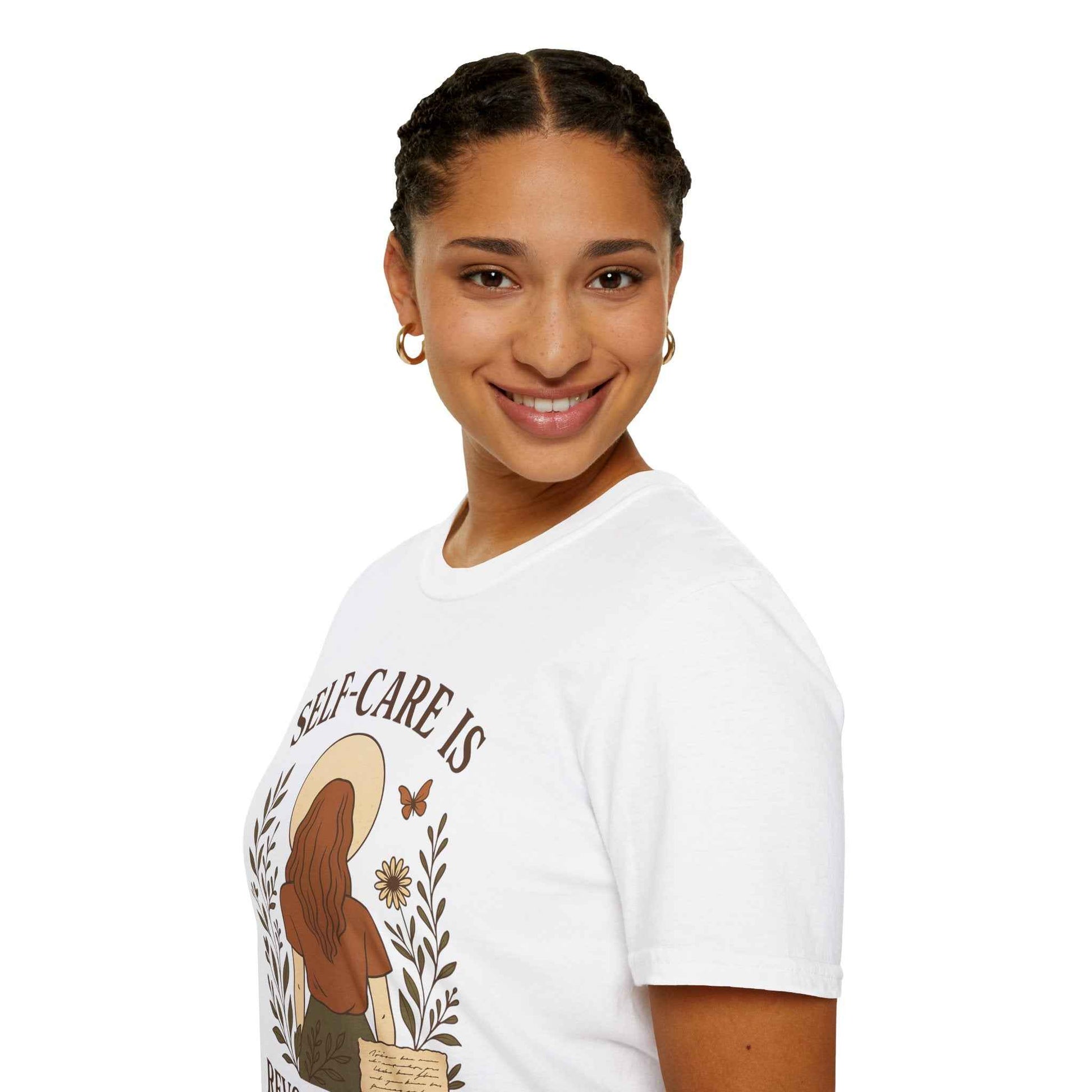 Self-Care Is Revolutionary Shirt  Boho Feminist Graphic Tee, Mental Health Gift, Retro Botanical T-Shirt for Women