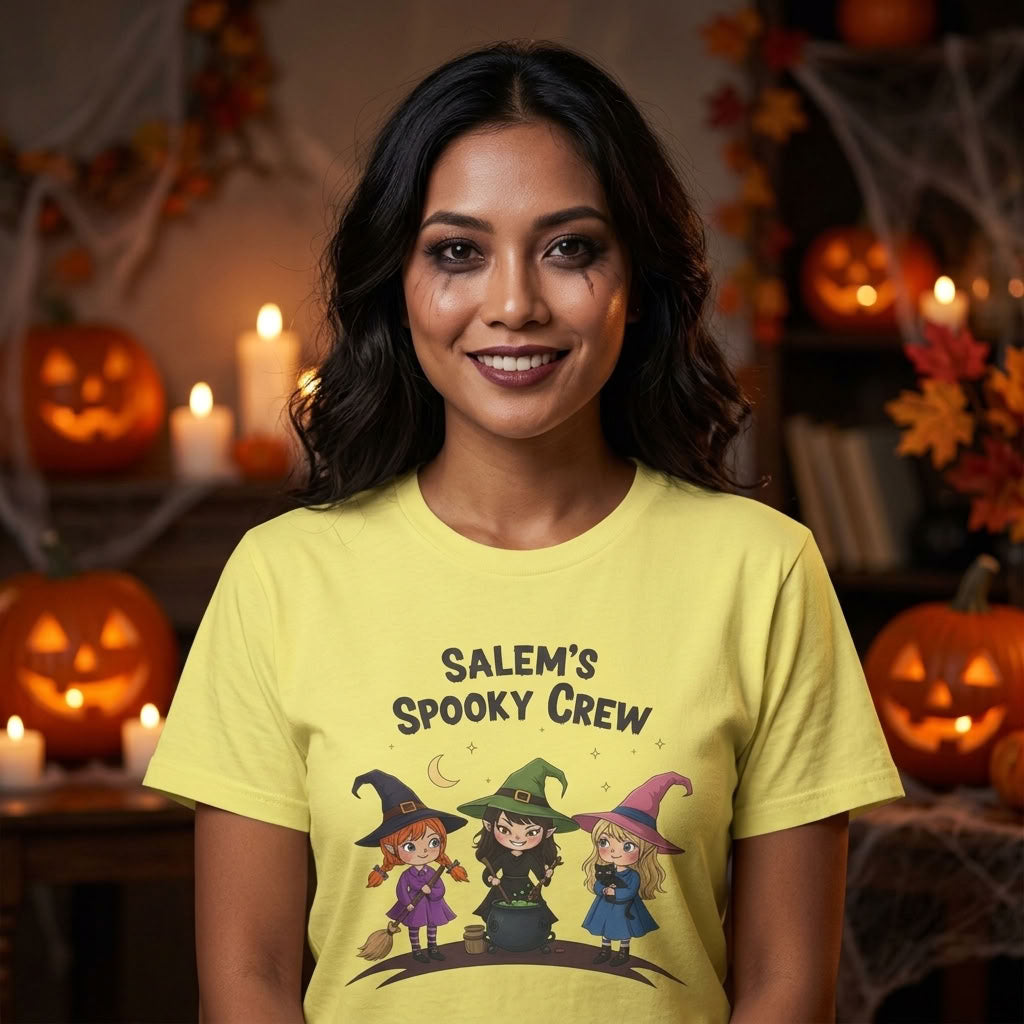 Salem's Spooky Crew T-Shirt | Cute Witch Halloween Graphic Tee