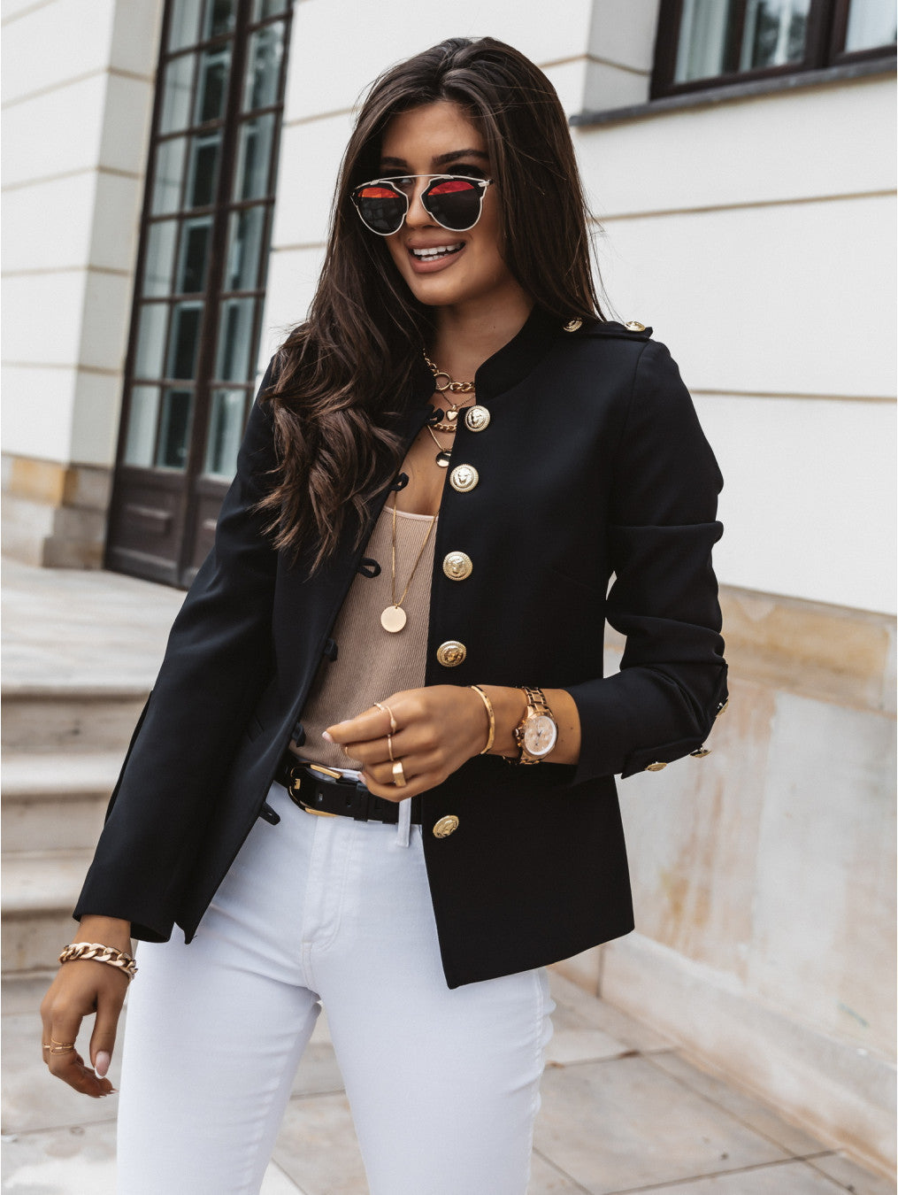 Women's Slim Fit Blazer - Long Sleeve Single Breasted Suit Jacket