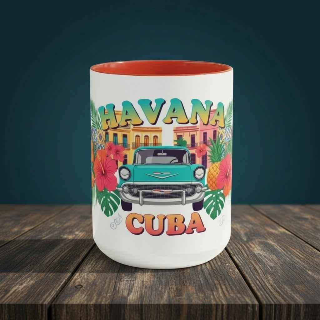 Havana Cuba Vintage Car Coffee Mug – Retro Tropical Travel Mug